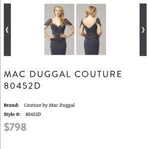 MAC DUGGAL COUTURE 80452D, Size 14, Color Charcoal